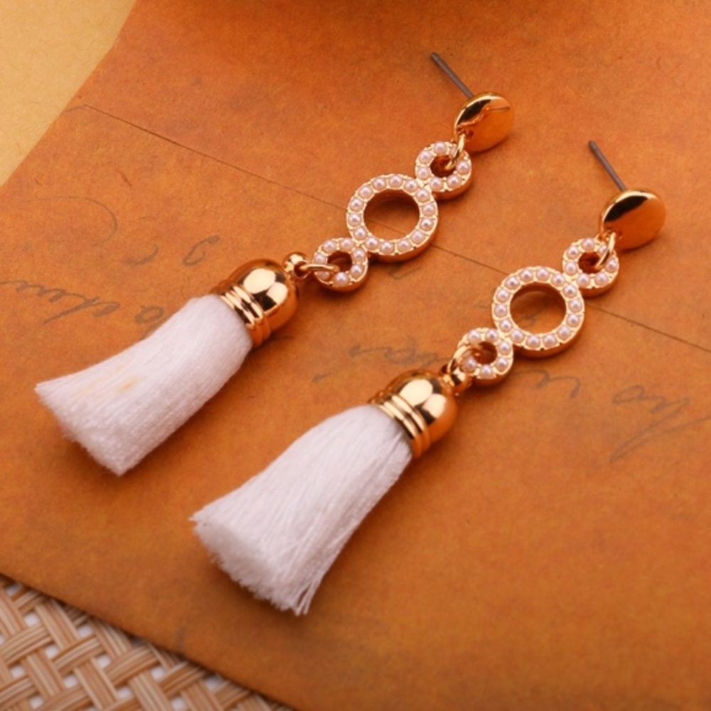 White Tassel Earring